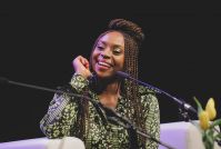 Nigerijska pisateljica Chimamanda Ngozi Adichie na festivalu Fabula 29. aprila 2022.
Fotografija: Nina Pernat